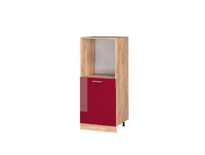 Vicco Herdumbauschrank R-Line Rot Hochglanz 60 cm, Rot, Eichefarben, 2 Fächer, Rechteckig, 60x143x57 cm, Küchen, Küchenmöbel, Küchenschränke, Geräteumbauschränke