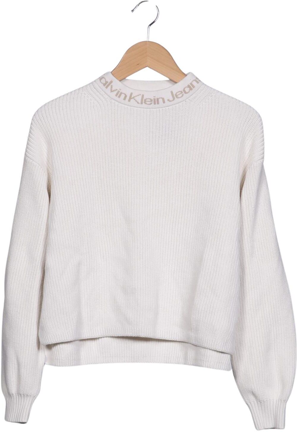 Calvin Klein Jeans Damen Pullover, Cremeweiß, Gr. M, Baumwolle - Second Hand