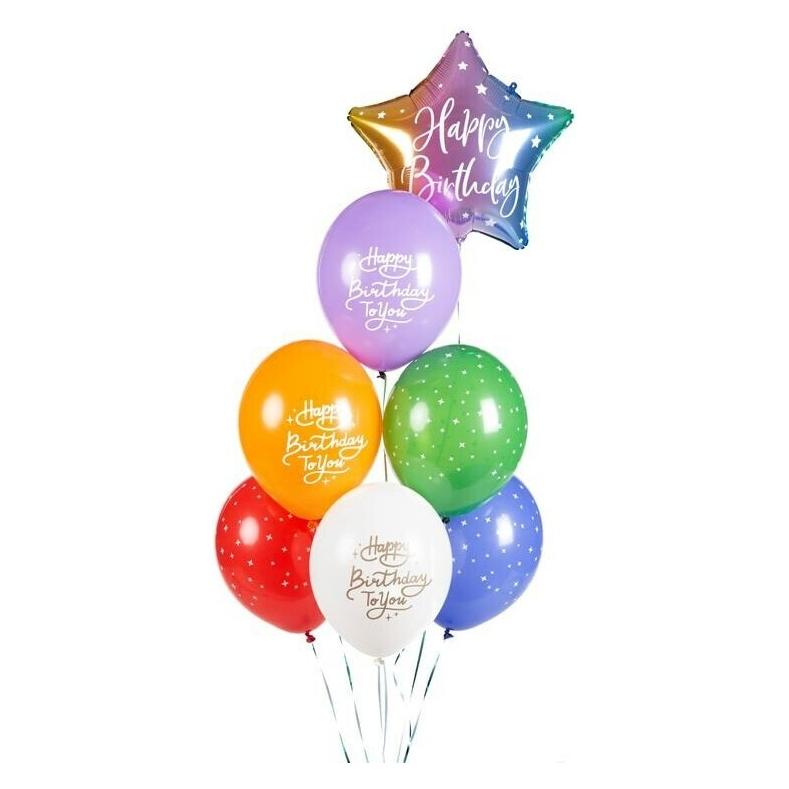 Partydeco Balloons 30 cm, Happy Birthday To You, mix (1 pkt / 6 pc.) (6x) (SB14P-320-000-6)