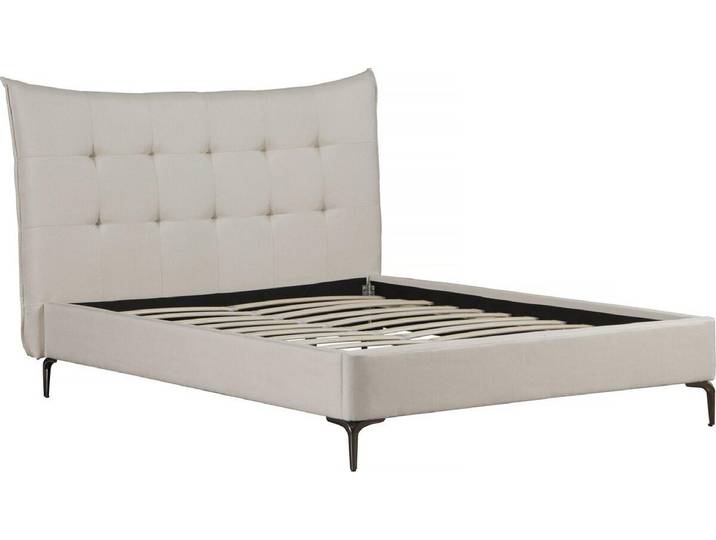 Gepolstertes Doppelbett aus Stoff \ Aspen\ 160 x 200 cm - Beige