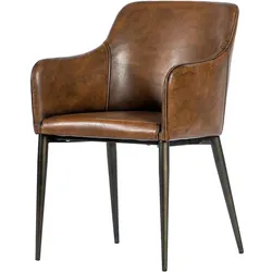Esstischsessel in Braun Kunstleder Retrostil (2er Set)