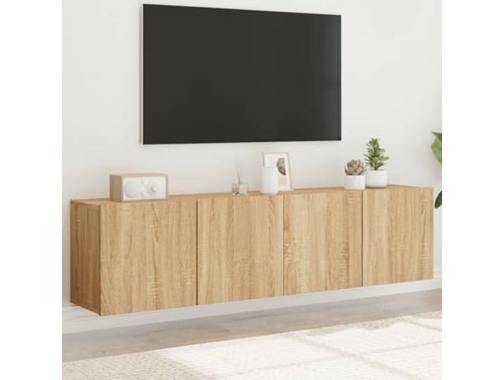 HEFZGDB TV-Wandschränke 2 Stück Sonoma-Eiche 80x30x41 cm, Wandmontage Fernsehschrank mit reichlich Stauraum, langlebiges Holzwerkstoff Design für optimale Organisation und Stabilität