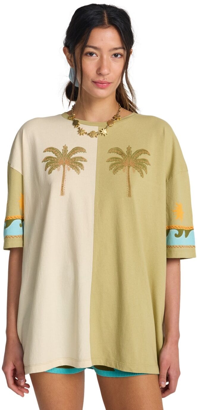 T-Shirt BILLABONG "Split Palm", Damen, Gr. XS, beige (sulfur), Obermaterial: 100% Baumwolle., Shirts T-Shirt sulfur XS