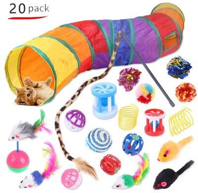 Uplift Treasures Cat Toy Variety Set With Sisal Mouse And Bell Balls 20pack