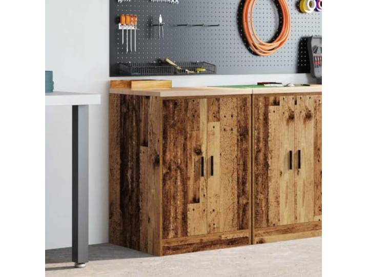 Helloshop26 Garagenschrank Vintage mit Arbeitsplatte, 60 x 51 x 85 cm, aus Altholz, 02_0051375