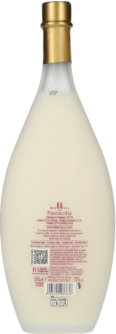 Bottega Crema di PANNACOTTA Cream Liqueur 15% Vol. 0,5l