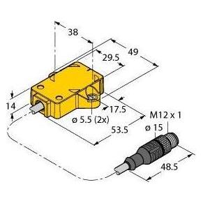 Turk TURCK RI360P1-QR14-ELIU5X2 Induktiver Winkelsensor, mit Analogausga RI360P1QR14ELIU (0.30 m) (1590854)