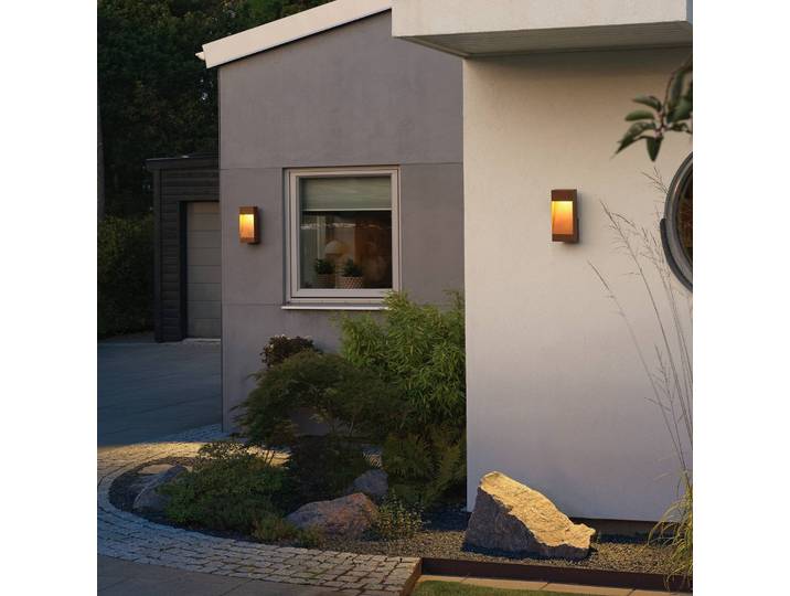 Konstsmide LED Aussenwandleuchte Rho, dimmbar, braun / rost, Aluminium, LED Wandleuchte außen