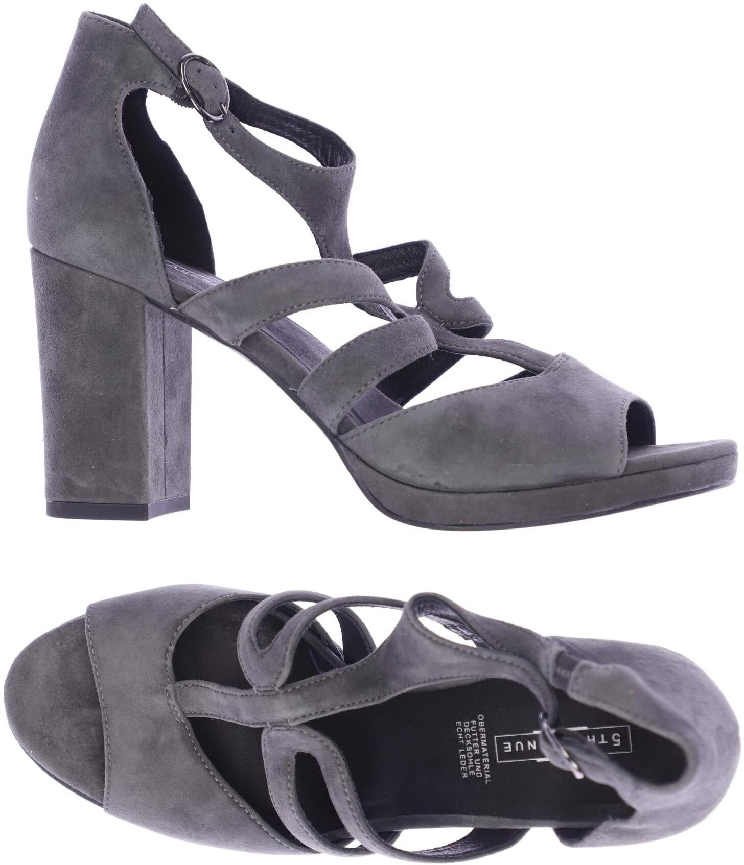 5th Avenue Damen Sandalen, Grau, Gr. EU 40, Leder - Second Hand