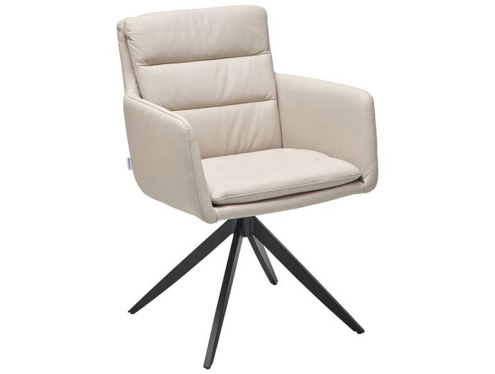 Livetastic Armlehnstuhl Echtleder, Beige, Metall, Echtleder, Büffelleder, A-Form, 60x88x62.5 cm, Esszimmer, Stühle, Esszimmerstühle, Armlehnenstühle
