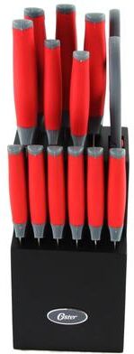 Oster Lindbergh 14 Piece Stainless Steel Blade Cutlery Set in Red