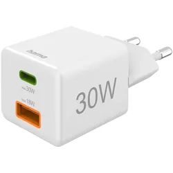 Hama 30W USB-A, USB-C Schnellladegerät, weiß