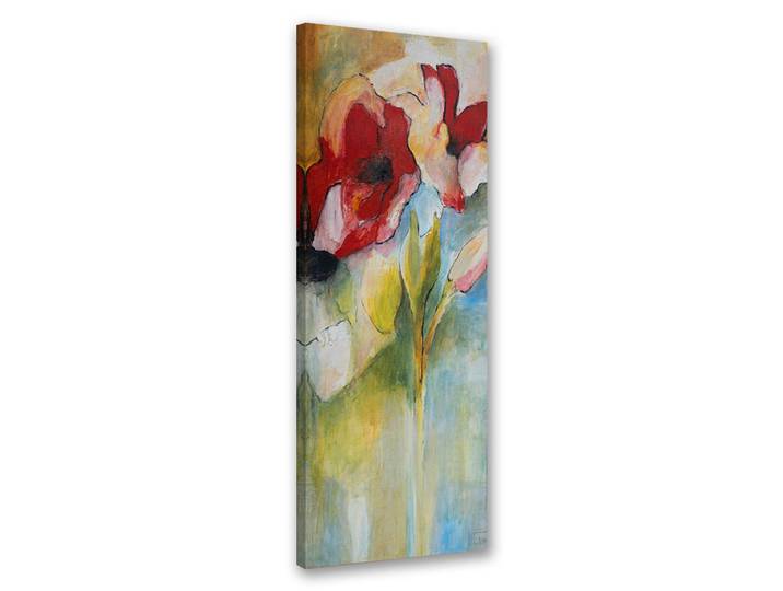 Feeby Wandbild gemalte mohnblumen und rosenknospen, Mehrfarbig, Floral, Rechteckig, 30x90 cm, Bilder & Rahmen, Bilder, Leinwandbilder