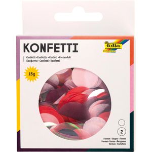 Folia Konfetti 45204, Pink Party, aus Seidenpapier, Ø 2 & 2,5cm, Streudeko, rot / pink, 15g Beutel
