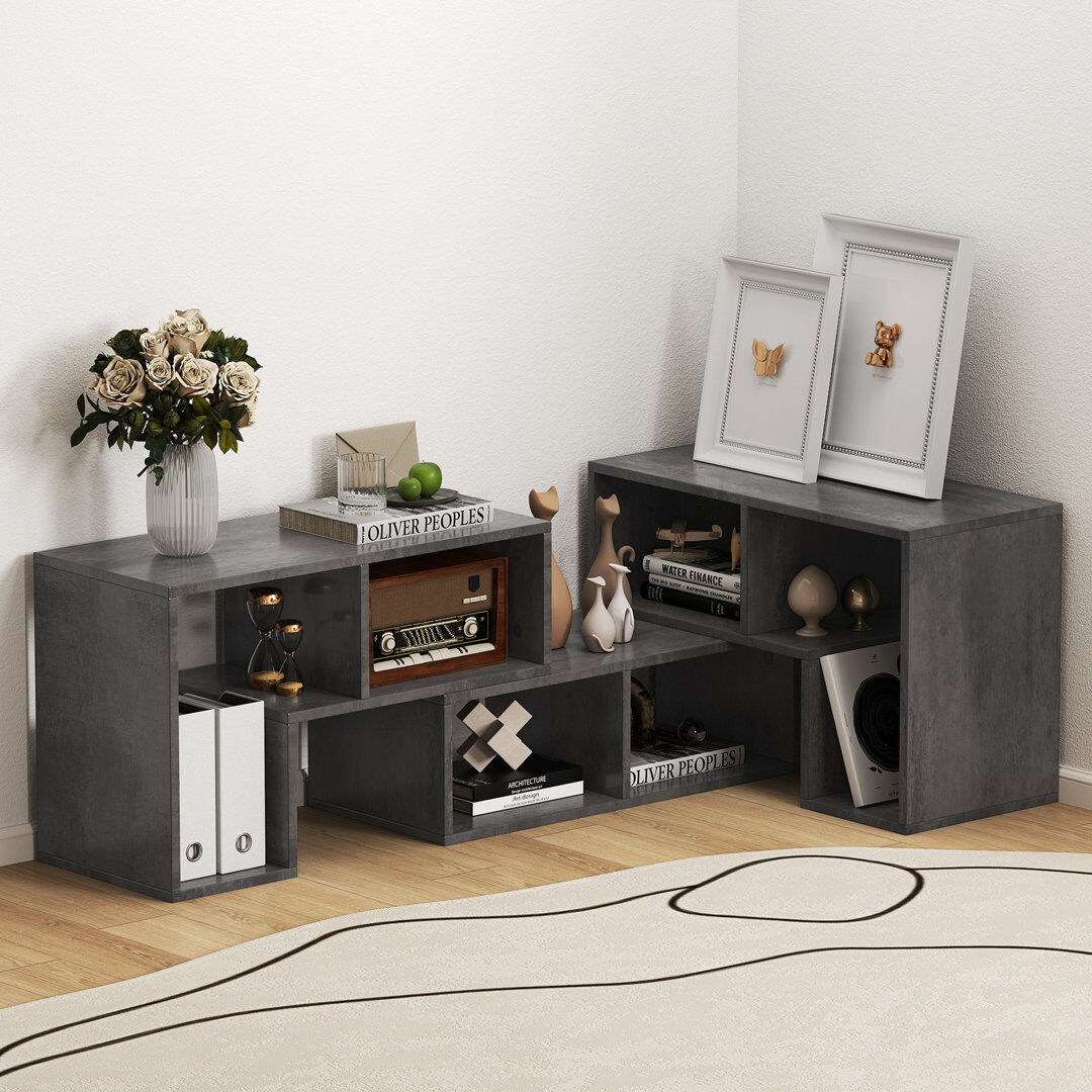 Latitude Run Aishvi TV Stand for TVs up to 65" Adjustable TV Stand Storage Shelves Living Room Grey 65"