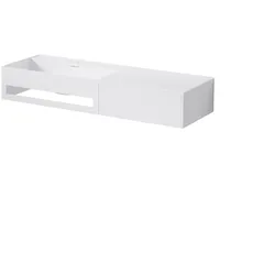 Steinberg Serie 443 Wand-Waschtisch, Auszug rechts, Handtuchhalter links, 1200x400x200mm, 1 Hahnloch, mit Überlauf, SOLIDSurface, 4437210W