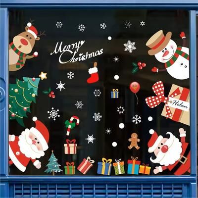 Inspire Select 137 Pieces Snowflake & Window Flower Electrostatic PVC Stickers Reusable Winter Decor Set c