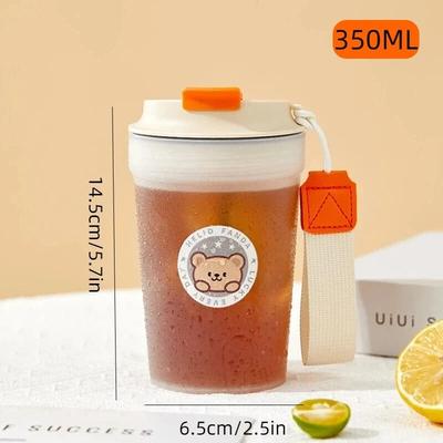 Uplift Picks Portable Plastic Water Bottle With Rope Leak Proof Travel Tumbler For Kids beige 0.35 Liter
