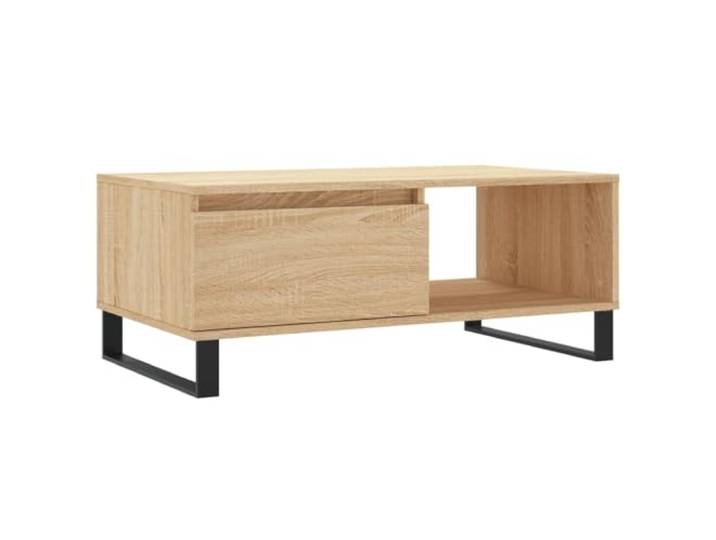 GHVBNMF Couchtisch Sonoma-Eiche 90x50x36,5 cm Holzwerkstoff Stilvoller Sofatisch fürs Wohnzimmer mit Schublade, offener Ablage und stabilen Metallbeinen in Sonoma-Eiche Optik.