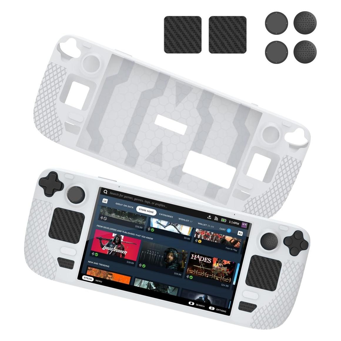 JYS Futerał Pokrowiec Etui + Osłony Gumki Na Przyciski Do Steam Deck / Biały / Jys-sd011 (33424399)