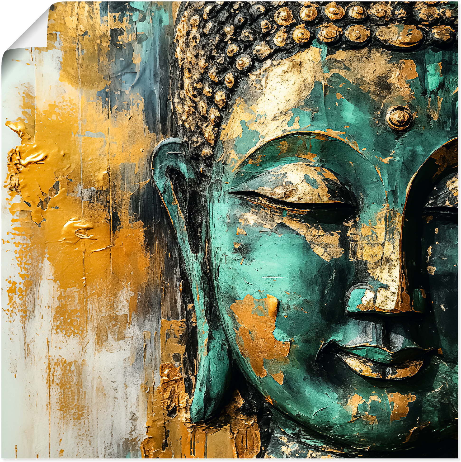 Wandbild ARTLAND "Budda", farbe bild(er): gold, B:70cm H:70cm, Papier, Bilder, Wandbild, als Alubild, Leinwandbild, Poster, Wandaufkleber in verschied. Grössen farbe bild(er): gold B/H/T: 70cm x 70cm, Poster Buddhismus quadratisch, 1 Stk.