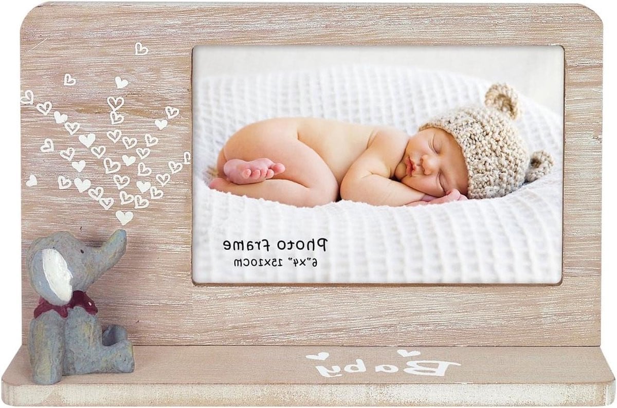 Baby Fotolijst met 3D Olifant Decoratie - Bruin - 10x15 cm