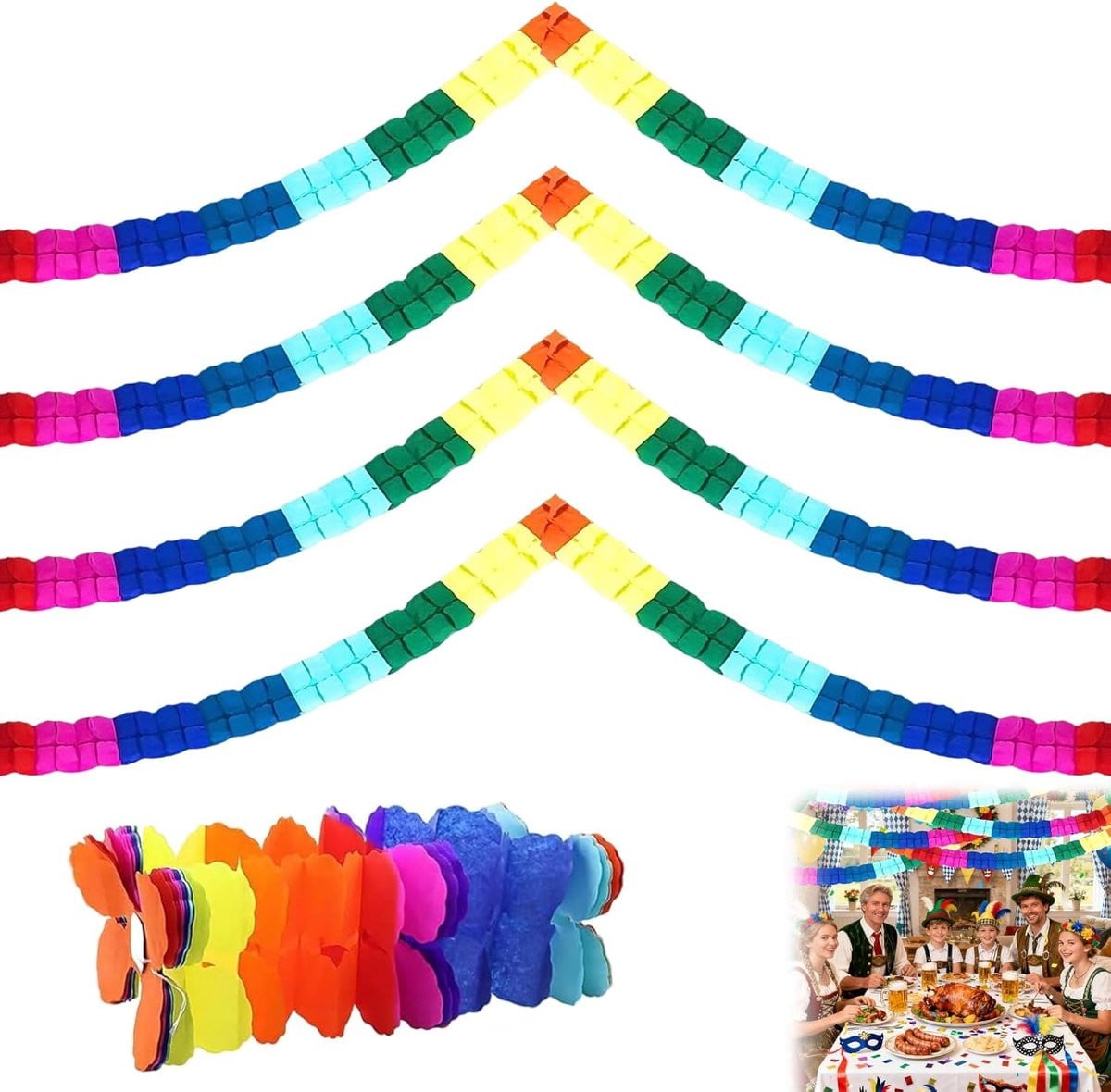 SnelShoppen Set van 8 Kleurrijke Papieren Bloemenkransen voor Feestelijke Decoratie