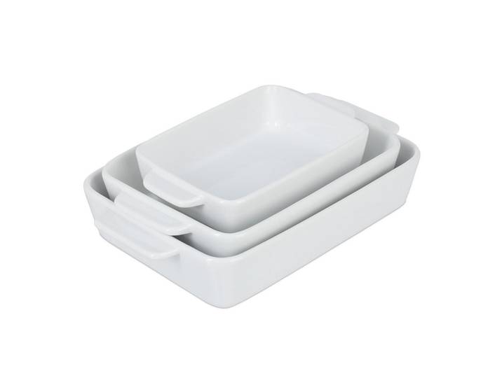 Relaxdays Auflaufform Weiß 3er-Set Keramik 32x20 cm, 32x6x20 cm, Kochgeschirr, Auflaufformen