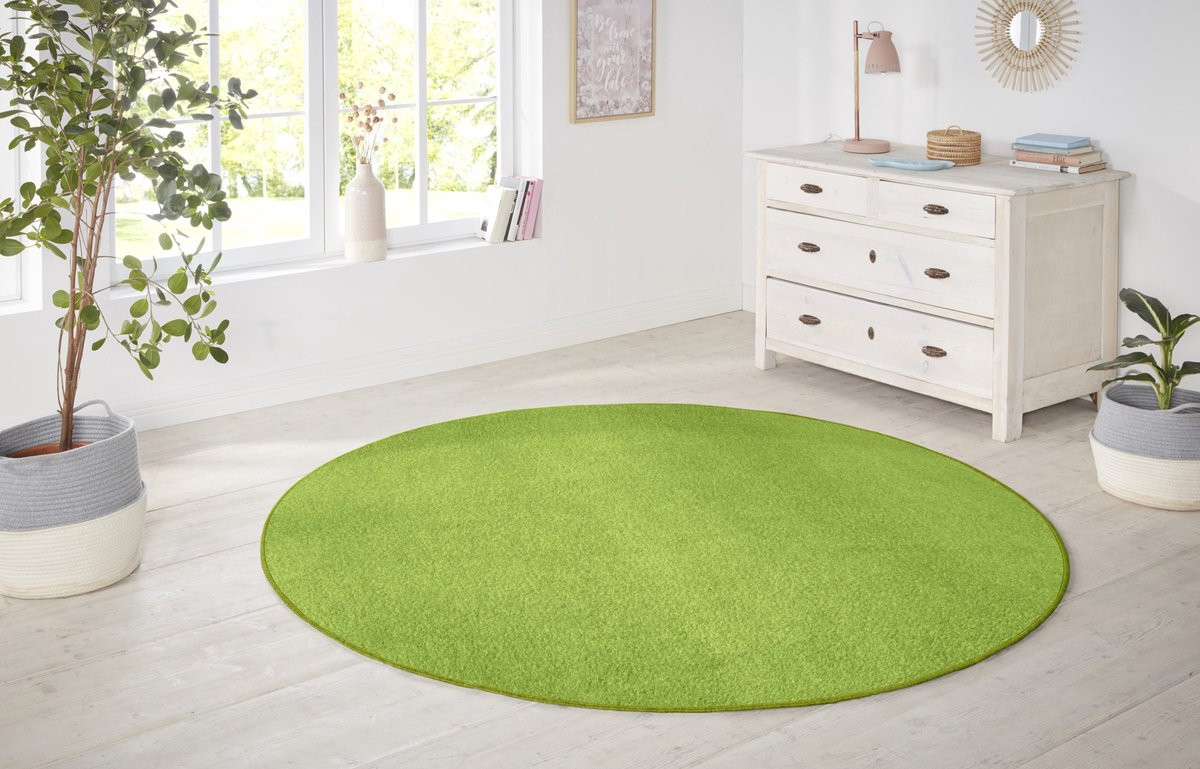 Flycarpets Rond Laagpolig Vloerkleed Nasty Groen Ø 200 cm