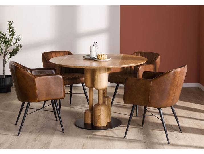 Esstisch rund Akazie 115x115x76 natur lackiert NARA