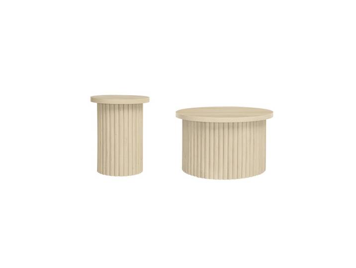 COUCHTISCH SET – Rundes 2er-Set aus Holzoptik, Skandinavisches Design