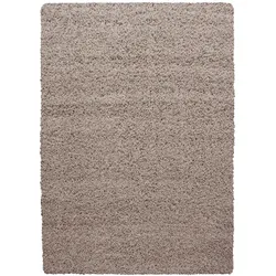 Teppich Schlafzimmer Hochflor Unifarben Samtweich Waschbar Strapazierfähig Wohnzimmer Beige 100x200 cm – RHEIN von Kadima Design