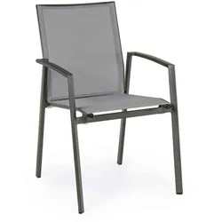 Gartenstuhl Cruise aus Aluminium und Textilene, stapelbar mit Armlehnen, anthrazit, für Outdoor