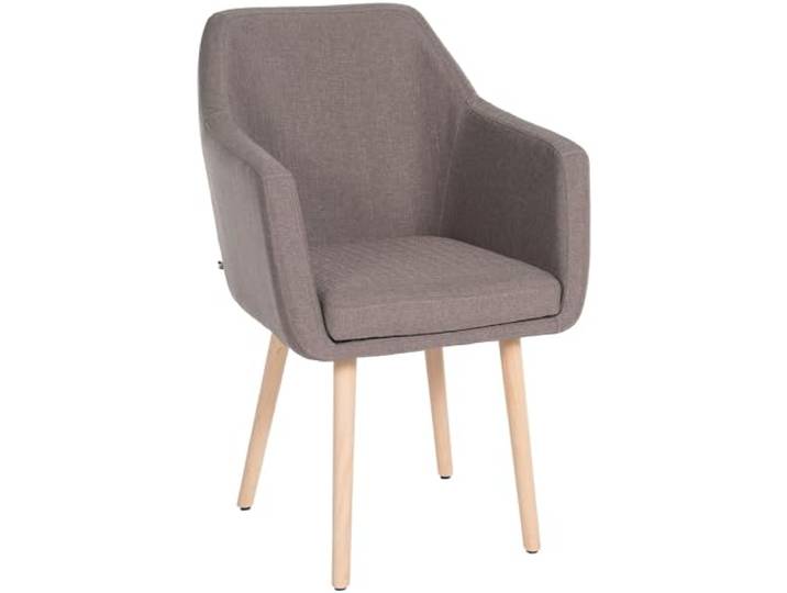 CLP Esszimmerstuhl Utrecht Mit Stoffbezug I Polsterstuhl Mit Robustem Holzgestell I Retrostuhl Mit Bodenschonern I Farbe Taupe Gestell Farbe Natur