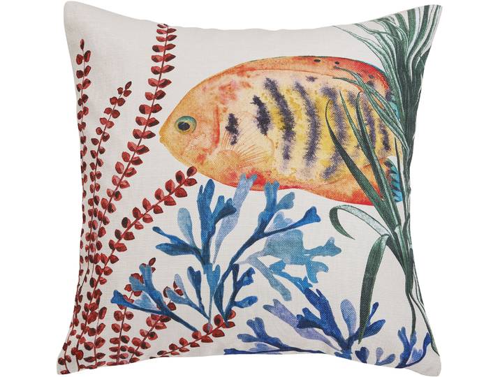 Dekokissen DONE. Orange Fish , bunt (mehrfarbig), B:45cm L:45cm, Polyester, Dekokissen_Sitzkissen_Kissenhüllen, Dekokissen, Vorderseitig bedruckte Kissenhülle in auffälligen Farben