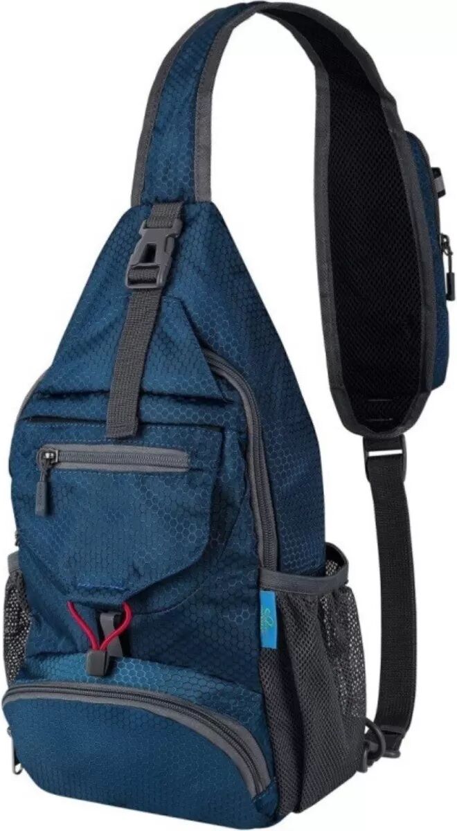INF Herren Leichte Outdoor-Sling-Tasche – Polyester mit Mehrfachfächern und Handytasche für Reisen, Radfahren und Alltag Blau
