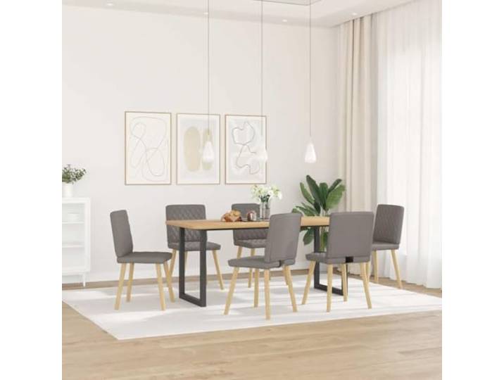 HKLGBVCR 6 Essstühle, taupe, Stoff Metall und Holz 6 Stühle, Taupe, Polyestergewebe, Metall- und Holzstruktur, dicker Schaumstoff, Esszimmer, Wohnzimmer