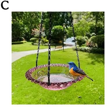 Uplifted Goods Hanging Outdoor Bird Feeder For Garden And Courtyard Decoration purple
