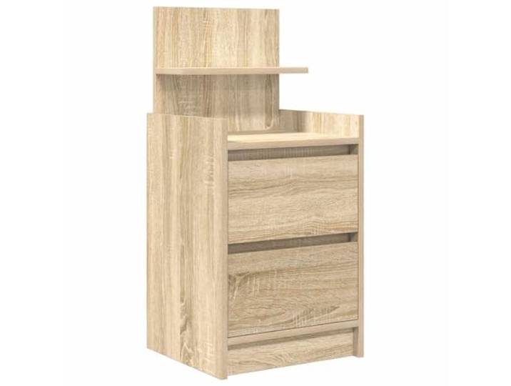 fsahslih Nachttisch mit 2 Schubladen Sonoma-Eiche 38x34x80 cm Schlanker Beistelltisch fürs Schlafzimmer mit 2 Schubladen aus Holzwerkstoff in Sonoma-Eiche Optik.