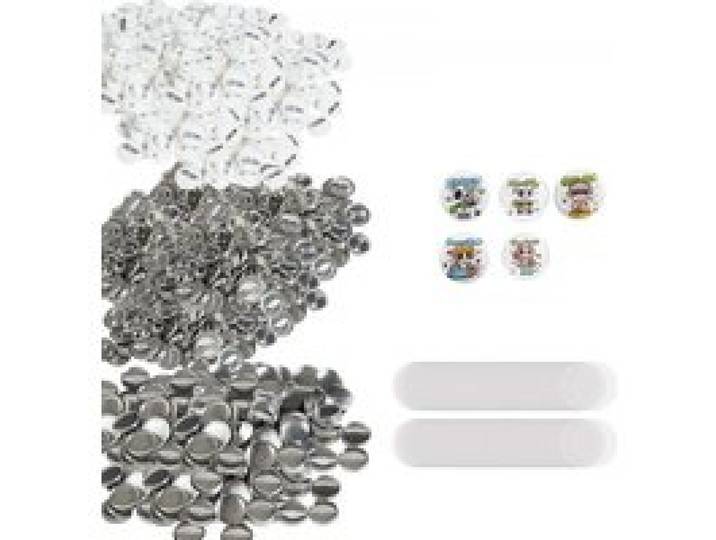 VEVOR Badge Personnalisé 25 mm 500 Kits de Consommables Badges à Épingles Fournitures pour la Fabrication de Badge Rond avec Couvercle Fond Plastique Métallique Papier Film, Machine NON INCLUSE