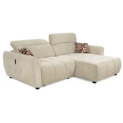 Ecksofa mit Funktion Zoom Stoff Beige / Gemustert