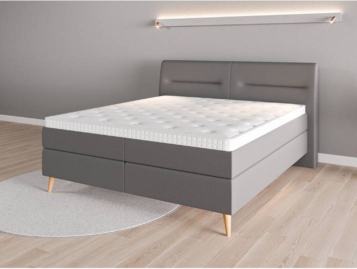 Boxspringbett 180x200 Nr. 1 - Grau (Schiefergrau) - Softwolle