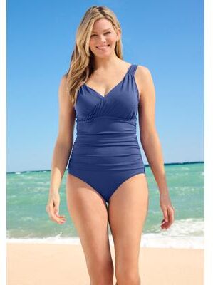 Plus Size Women's Sculpting One-Piece Swimsuit by Swim 365 in Dream Blue (Size 16)