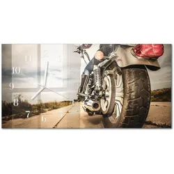 WANDUHR aus Glas 60x30 cm - Motorrad