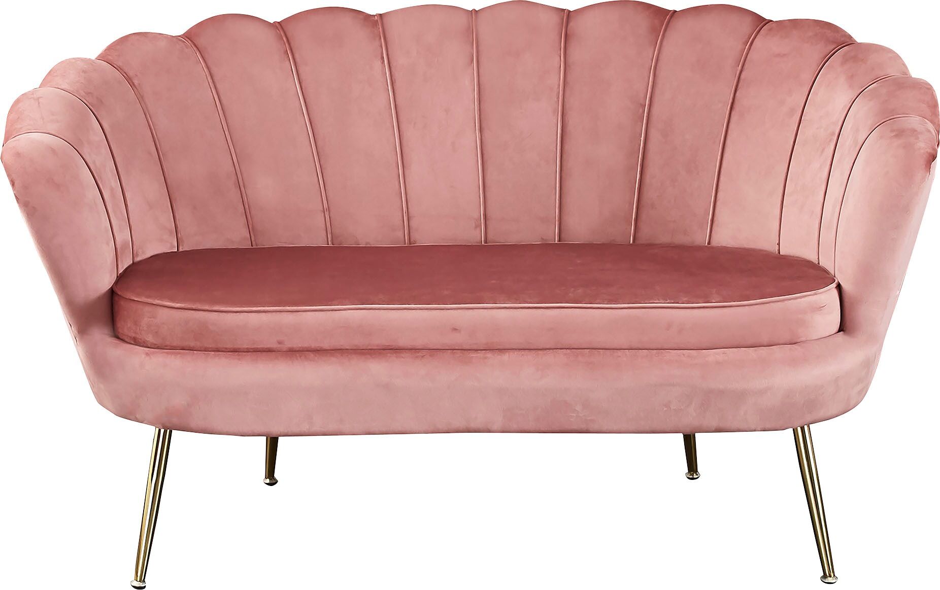 2-Sitzer SALESFEVER "Clam Komfort-Duo-Sitz", rosa (rose), B:136cm H:78cm T:76cm, Samtvelours (100% Polyester), Sofas, 2-Sitzer, Muscheldesign-Breite 136 cm: Pure Extravaganz