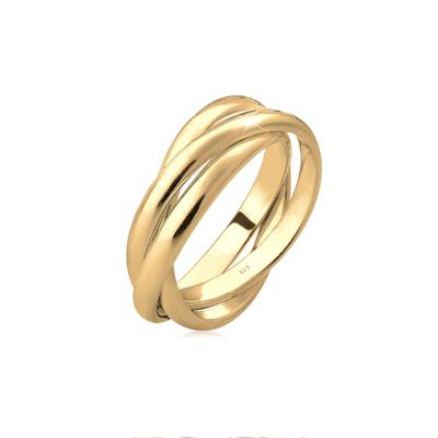 Silberring ELLI "Ring Wickelring Trio Trini Basic Schmuck Geschenk 925 Silber" Gr. 56, gold, Fingerringe, Damen, 56, Silber 925 (Sterlingsilber), Silberring