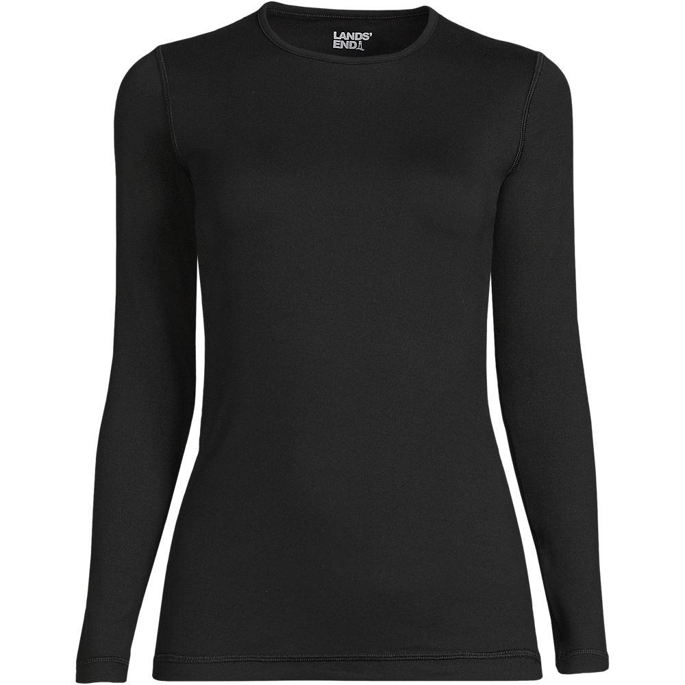 Stretch-THERMASKIN-Oberteil mit Rundhalsausschnitt für Damen in Plus-Größe, Damen, size: plus, Schwarz, Elasthan/Polyester-Mischung, by Lands' End