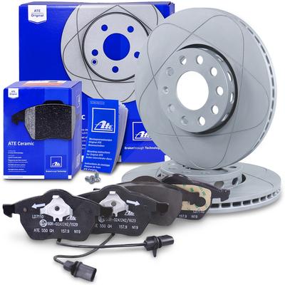 Ate POWERDISC Bremsscheiben +CERAMIC Bremsbeläge mit Kontakt vorne [Hersteller-Nr. 10696829] für Skoda, Audi, Seat