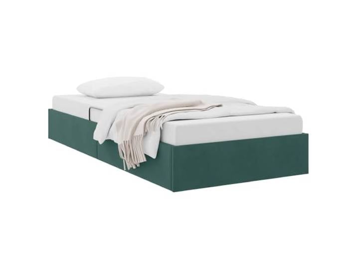 KTHLBRH Ottoman-Bett aus dunkelgrünem Samt, 90 x 200 cm Behälter mit hydraulischem Heben, Metallrahmen, quadratische Griffe, Verwendung im Innenbereich