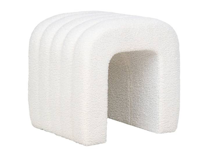 Pouf en tissu bouclé écru 42x41 cm
